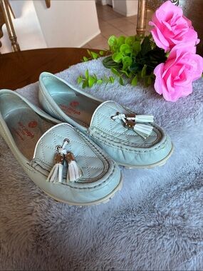 Marc Joseph Light Mint Quilted Tassel Loafers